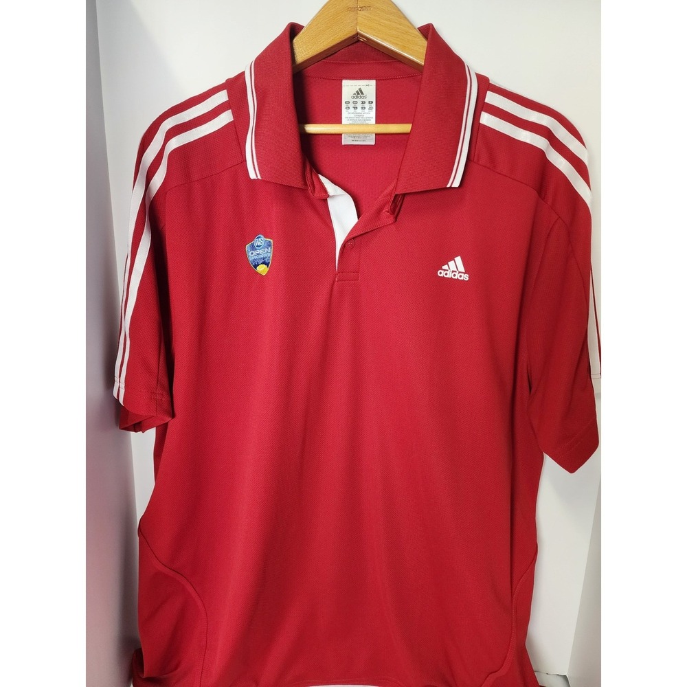 Adidas Mens 2XL Red ClimaCool Western & Southern Open Cincinnati Polo Shirt